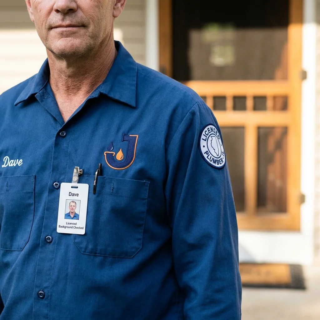 Licensed plumber showing ID badge in El Dorado Springs, MO