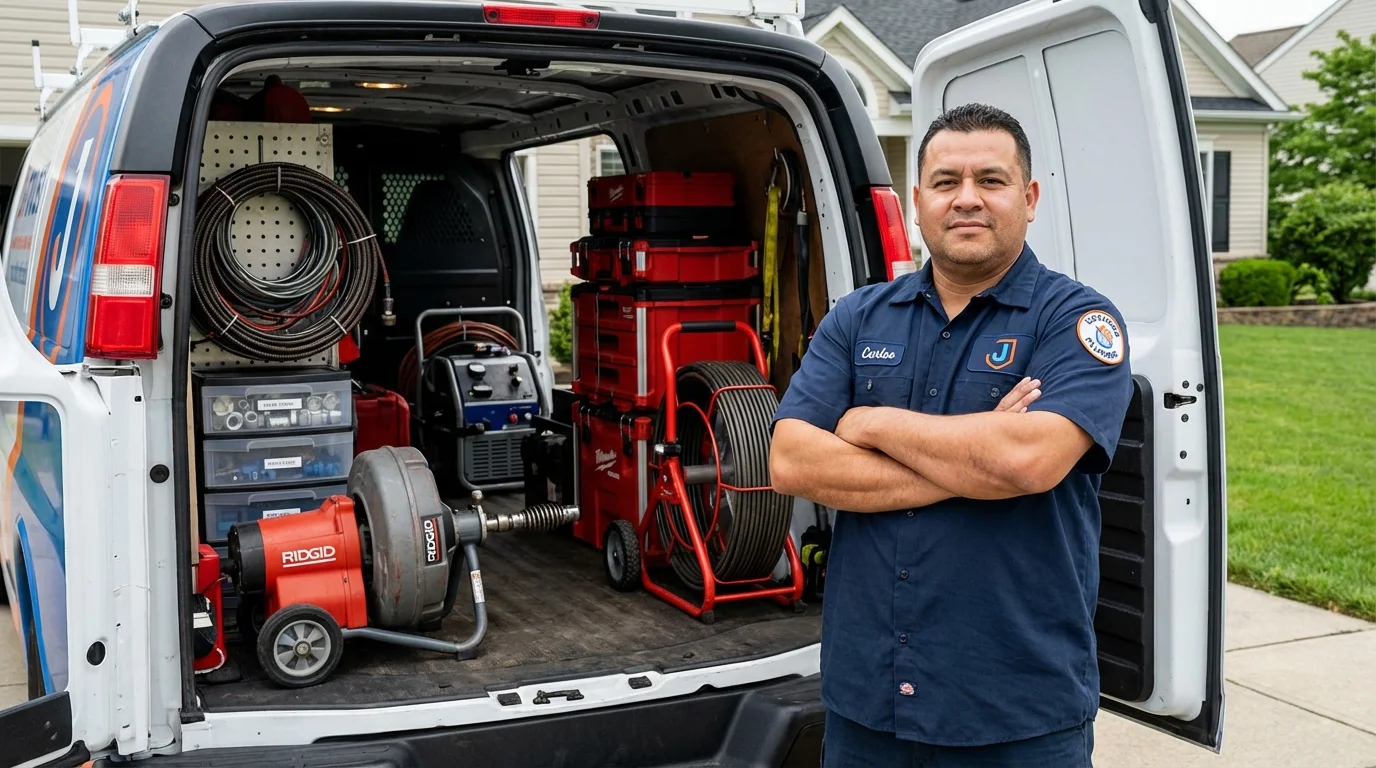 Professional drain cleaning equipment and Johns Plumbing LLC plumber in El Dorado Springs