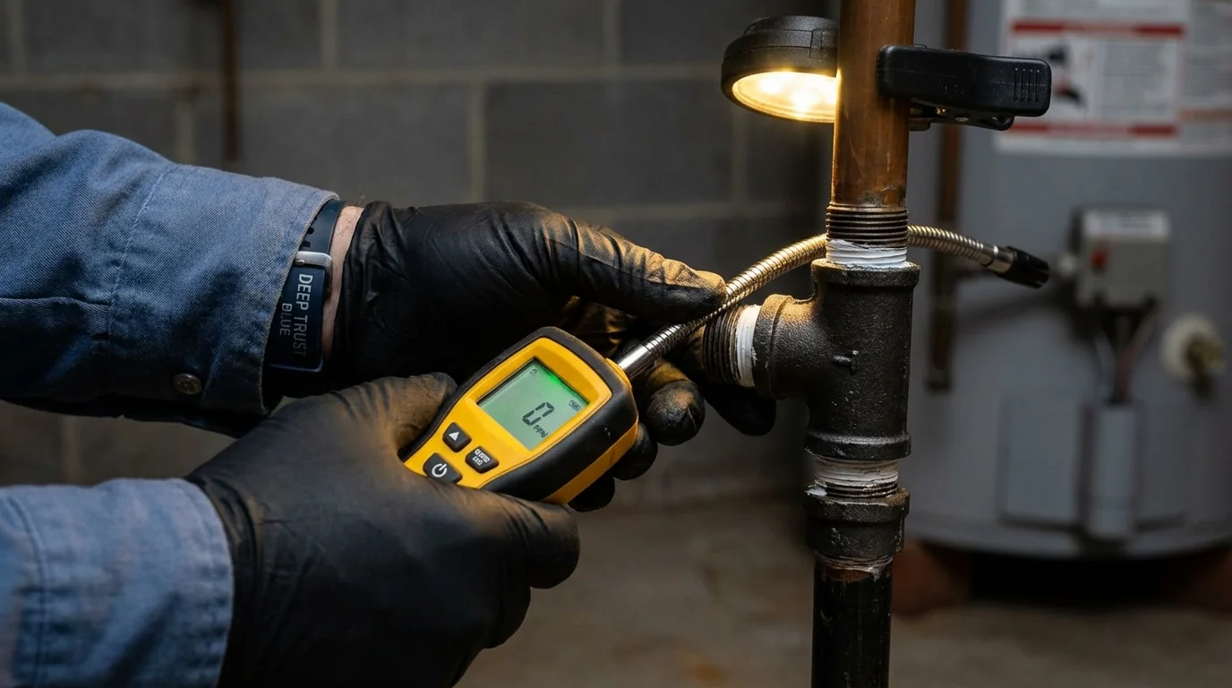 Gas leak detection with electronic sniffer by Johns Plumbing LLC in El Dorado Springs