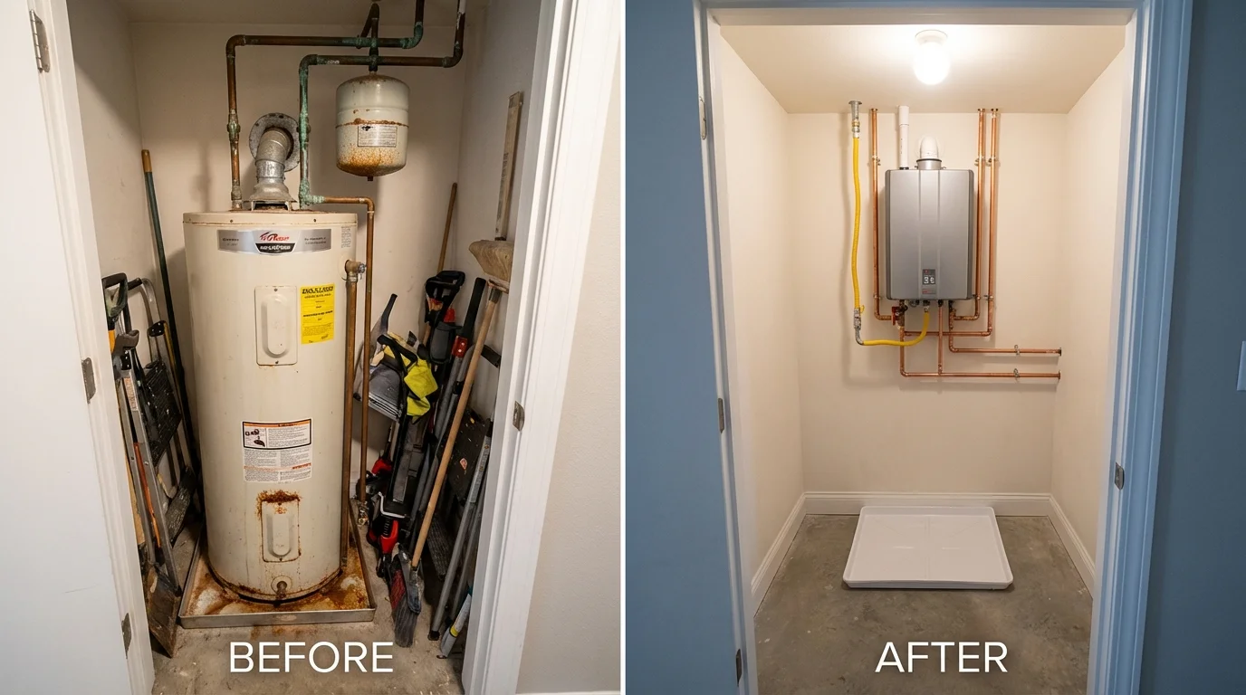 Tank water heater versus wall-mounted tankless unit comparison for El Dorado Springs, MO homeowners